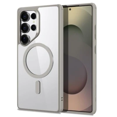 Bild av ESR Samsung Galaxy S25 Ultra fodral, kompatibelt med MagSafe, magnetiskt fodral för Ultra, militärklassat skydd, gulaktig, klassisk serie, transparent grå