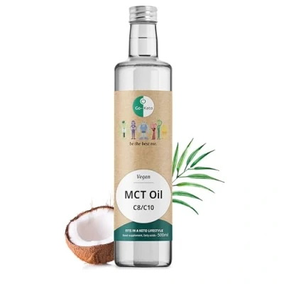 Bild av Go keto MCT olja 500 ml ny design, C8/C10 tillverkad av kokosolja palmolja, perfekt för en ketodiet, som idealisk kaffe creamer bulletproof eller shake,