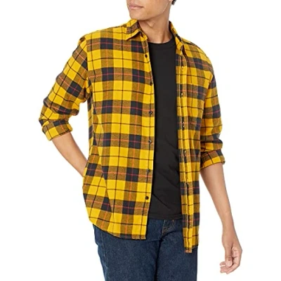 Bild av Amazon Essentials Men&#039;s Långärmad flanellskjorta (finns i Big &amp; Tall), Gul Rutig, XL