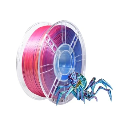 Bild av iBOSS Trefärgat PLA+ sidenfilament, PLA Plus filament för 3D skrivare, 1,75 mm +/ 0,02 mm, 1 kg/spole, högglansig yta, sidenröd, gul och blå