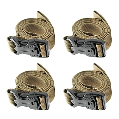 Bild av Alnicov ryggsäck tillbehör rem bagage remmar skyddsrem sovsäck justerbar slitstark med snabbspänne för utomhuscamping eller daglig användning (Khaki, 4 pack)