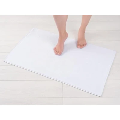 Bild av Hammetex 100 % bomull halkfri badmatta, 51 x 86 cm stor badrumsmatta för badrum, absorberande snabbtorkande tvättbara badrumsmattor, vit