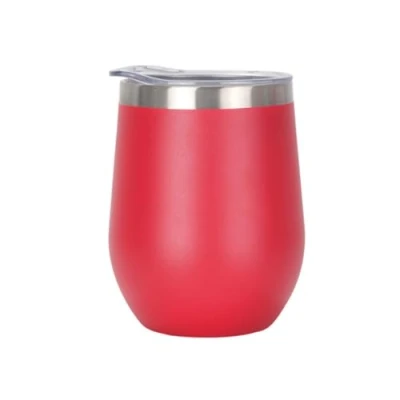 Bild av Gteller 340 ml rostfritt stål vindricksglas utan stjälkar, dubbelväggsisolerad resemugg perfekt för vin, kaffe, drycker, champagne, cocktails (röd)