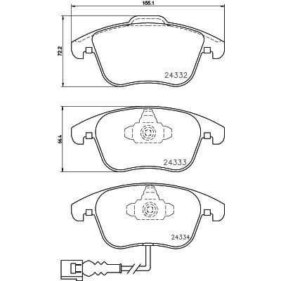 Bild av HELLA 8DB 355 014 031 Jeu de plaquettes frein avec contact du palpeur d&#039;usure intégré VOLKSWAGEN: Tiguan I, Sharan II, Passat NMS, AUDI: Q3