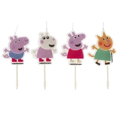 Bild av dekora set med 3D Peppa Pig Patrol födelsedagsljus för barntårtor original barn 4 stycken