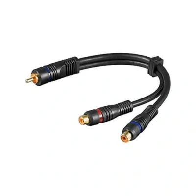 Bild av Goobay 50930 Audio Y adapterkabel, stereo RCA hane till 1x hona, OFC, dubbelskärmad, 0,2 m kabellängd