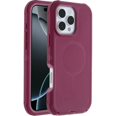 Bild av Otterbox Defender Series MagSafe skal för iPhone 16 Pro Max, stötsäkert, fallsäkert, mycket robust skyddande fodral, testad till militärstandard 7x, Röd