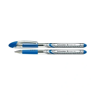 Bild av Schneider Slider Basic XB (extra bred) kulspetspenna, 1,4 mm, transparent tunna, blått bläck, låda med 10 pennor (151203)