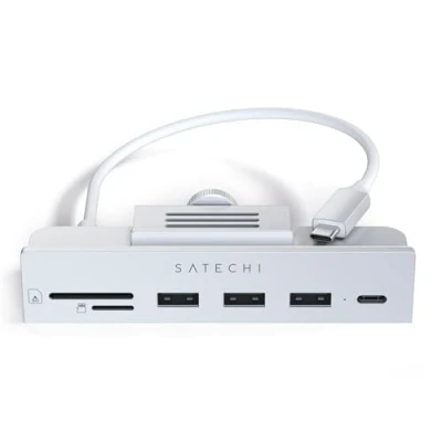 Bild av Satechi Clamp Hubb USB C dataport, A 3.0 Data, Micro/SD kortläsare Kompatibel med Apple Studio Display och 2021 iMac 24 tum. Passar inte 2020 äldre modeller (Silver)