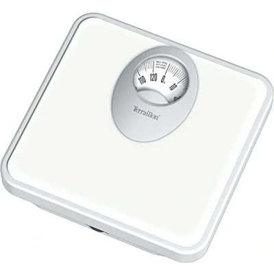 Bild av TERRAILLON T61, mekanisk personvåg stor roterande urtavla, metallplattform, räckvidd 120 kg, vit