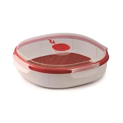 Bild av Snips Ångkokare för mikrovågsugn 2 LT Färg Vit Tempozero linje 24,5 x 7 cm BPA gratis, tillverkad i Italien