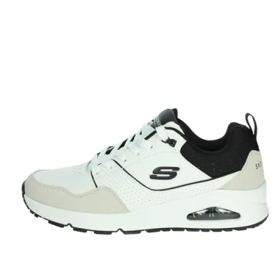 Bild av Skechers herr UNO Retro ONE sneakers, Vitt läder/Duraleather/Svart Mesh, 12 UK, läder duraleather svart nät, 47.5 EU