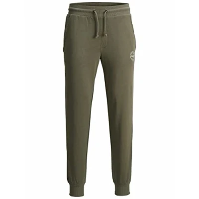 Bild av JACK &amp; JONES joggingbyxor för män, normal passform, joggingbyxor, Dammig oliv, XXL