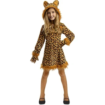 Bild av Funidelia Leopard Maskeraddräkt för flicka Djur, Öken, Djungel barn och roliga tillbehör fester, karneval Halloween Storlek 135 152 cm Brun