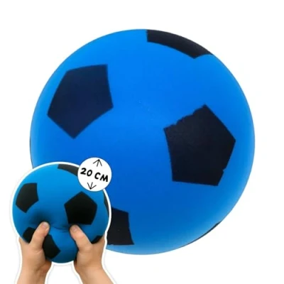 Bild av alldoro 63105 skumboll, i fotbollsdesign, för barn från 18 månader, inomhus och utomhus, blå, 20 cm, 153 g