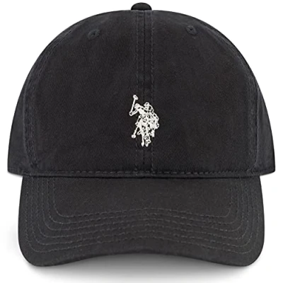 Bild av U.S. Polo ASSN. Herr USA Assn bomull, justerbar, böjd brätte, med broderad liten ponny logotyp basebollkeps (6 pack), svart, En Storlek