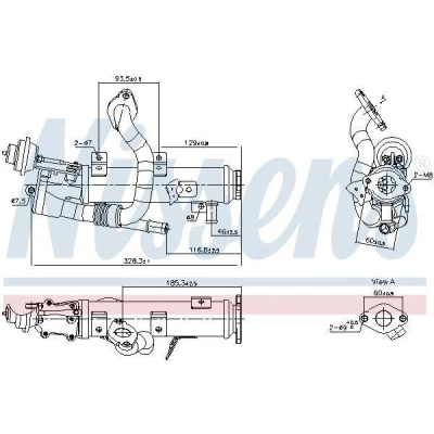 Bild av NISSENS 989448 Refroidisseur EGR avec bypass à dépression AUDI: Q5, A4 B8 Avant, A6 C6 Avant
