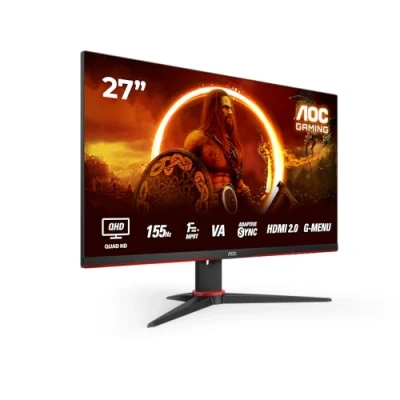 Bild av AOC Gaming Q27G2E 27 tums QHD skärm, 155 Hz, 1 ms MPRT, FreeSync Premium (2560x1440, HDMI, DisplayPort) svart/röd