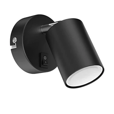 Bild av ledscom.de Väggspot WAIKA, enljus, med strömbrytare, GU10, svart matt, inkl. 450lm LED GU10 lampa, varmvitt