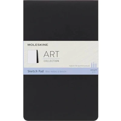 Bild av Moleskine Skissblock, skissbok (papper för pennor, ritkol, reservoarpennor och markörer, mjukt skydd, stort format 13 x 21 cm, 48 sidor) svart