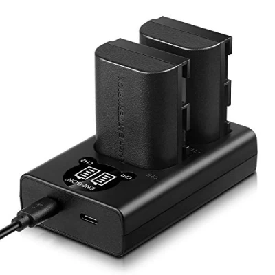 Bild av ENEGON LP E6 reservbatteri (2 pack) och Smart LED Dual USB laddare för Canon E6, E6N EOS 5D Mark II/III/IV, 5DS, 5DS R, 6D, 7D, 7D II, 60D, 70D mer
