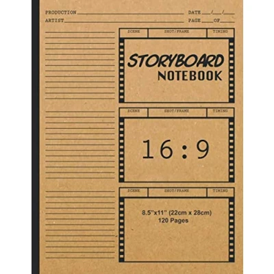 Bild av Storyboard Notebook 16:9: Blank Storybook Sketchbook 16:9 Thumbnail Template Panels Large Story Board Sketch Pad Professional Journal ... Directors, Students, Animators &amp; Artists