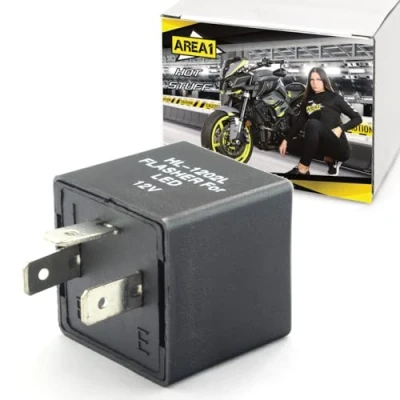Bild av Area1 Motorcykelblinkers, universella, med relä, digitala, för LED glödlampor och halogenlampor, 12 V, 3 stift, polig blinkergivare, elektroniskt kompatibel många märken