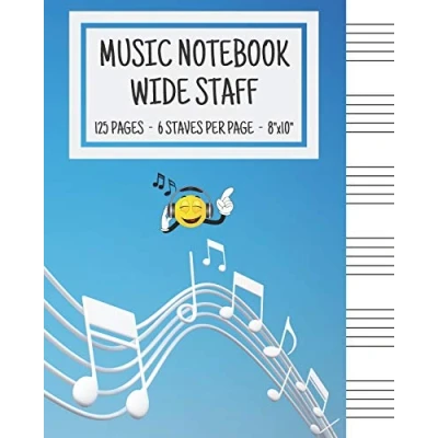 Bild av Music Notebook Wide Staff: Writing For Kids Blank Sheet Staff Manuscript Paper 6 Staves Per Page ... 8&quot;x10&quot; 125 Pages