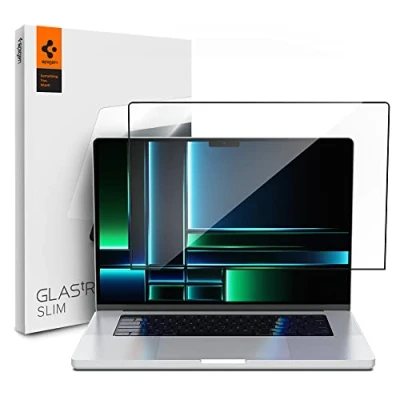 Bild av Spigen Glas.tR Slim Skärmskydd kompatibel med MacBook Pro 14 tum (M4 / M4 Max M3 series M2 M1 series), Full Täckning, Kristallklart, Reptålig, 9H härdat Glas