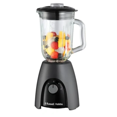 Bild av Russell Hobbs Blender [Smoothie Blender] Mixer för juicer och barnmat (1,5L glaskanna, 2 hastigheter samt pulsinställning, blad i rostfritt stål, BPA fri, 850W maxeffekt) Matte Charcoal 27121 56
