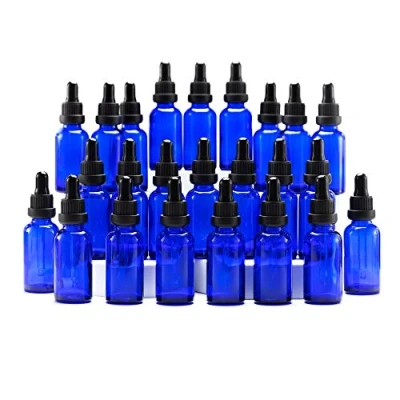 Bild av Yizhao Blå Glas Droppflaska 30ml, med Pipett Droppare, för Eteriska Oljor, Aromaterapi, Kosmetika, Laboratorium, Apotek, Vätskor, Resor 24 Stycken
