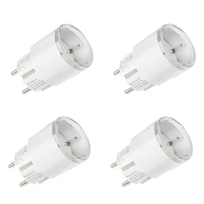 Bild av Shelly Plug S MTR Gen3 set med 4 st certifierade matta smarta uttag strömövervakning och flerfärgad LED display, iOS Android fjärrkontroll, Google Home + Alexa tillbehör, timer