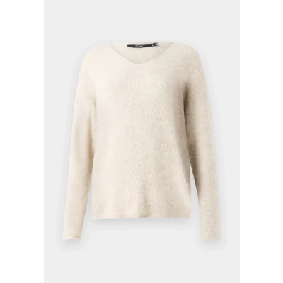 Bild av Vero Moda Vmcrewlefile LS Vneck NOOS Stickad tröja birch, Storlek: XL, Birch