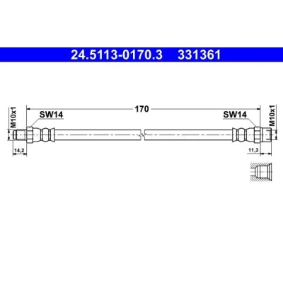 Bild av Bromsslang, Bakaxel, På bromsok, vw transporter buss iv, flak/chassi skåp 7D0 611 775 C
