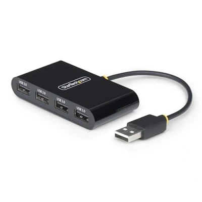 Bild av StarTech.com 4 Port USB 2.0 Hub Bus Powered Small Travel Mini Splitter Multi Portable 480Mbps Overcurrent Protection (OCP) ports porte Svart