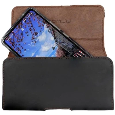 Bild av honju Horizon bältesväska i äkta läder för Samsung Galaxy S24 Ultra/S24 Plus/S23 Ultra/S23 FE/A35/A55 [äkta kohud, mobilväska med bälteslinga, magnetlås]