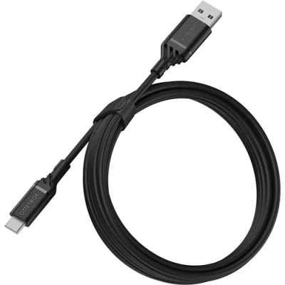 Bild av OtterBox förstärkt USB A till C kabel, laddkabel för Smartphone och Tablet, Ultra tålig, böj flextestad, 2M, Svart