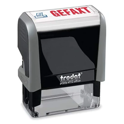 Bild av Trodat Office Printy 4912 självfärgande textstämpel, faxad text, avtrycksfärg blå röd, 47 x 18 mm