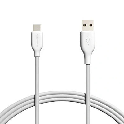 Bild av Amazon Basics USB C till A 2.0 snabbladdningskabel, 480 Mbit/s hastighet, IF certifierad, för Apple iPhone 15, iPad, Samsung Galaxy, surfplattor, bärbara datorer, 1,83 m, vit