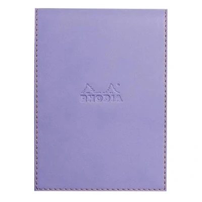 Bild av RHODIA 138109C Urklipp fodral + häftat anteckningsblock nr. 13 Iris A6 små fyrkanter 80 avtagbara ark g vitt Clairefontaine papper pennhållare fuskläder Rhodiarama samling