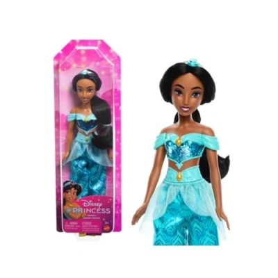 Bild av Mattel Disney Princess leksaker, ställbar Jasmine modedocka med glittrande kläder och accessoarer inspirerade av Disneyfilmen, presenter till barn HLW12