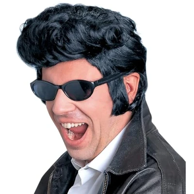 Bild av Widmann E6096 Peruk Rock&#039;n&#039;Roll, svart, presley look, 50 tals peruk, karneval, temafest