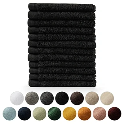 Bild av Blumtal Handduksset Set om 12 Ansiktshandduk Tvättlapp Liten handduk Mjuk och absorberande 100% bomull Oeko TEX® certifierad Svart