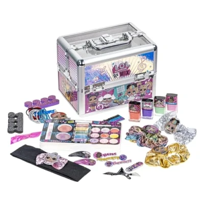 Bild av L.O.L Surprise! Townley Girl Train Case Kosmetisk sminkset innehåller läppglans, ögonskimmer och mer! för flickor i åldrarna 3+ Perfekt fester, övernattningar makeovers