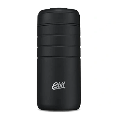 Bild av Esbit Compagnie Majoris rostfritt stål termosmugg med klick stängning, svart, silver och mer, 450 ml, isolerande kopp för varma kalla drycker, kaffe te, MGF450TL BK