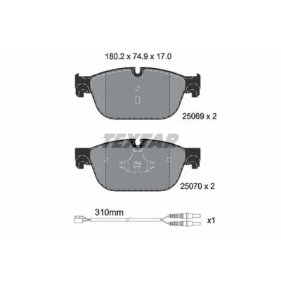 Bild av TEXTAR 2506901 Jeu de plaquettes frein contact signal d&#039;usure inclus PEUGEOT: 308 I 3/5 portes, 508 Berline, SW, CITROËN: C5 3