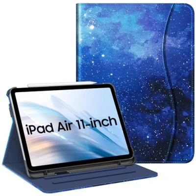 Bild av Fintie Fodral för iPad Air 11 tum (2024) M2, 6:e / 5:e 4:e generationen (2024/2022/2022) [flervinkelvisning] folio stativ skyddsfodral med pennhållare och ficka, stjärnhimmel