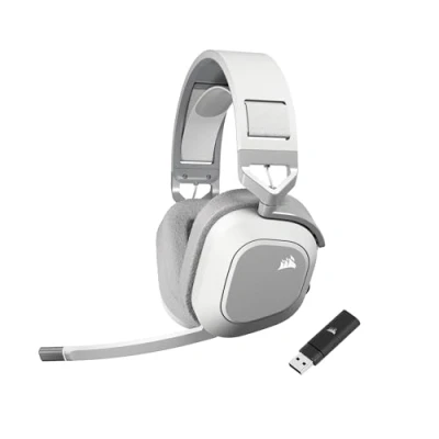 Bild av CORSAIR HS80 MAX WIRELESS Gamingheadset För Flera Plattformar Med Bluetooth Dolby Atmos Mikrofon i Sändningskvalitet iCUE Kompatibelt PC, Mac, PS5, PS4, Mobil Stålgrå