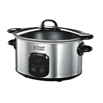 Bild av Russell Hobbs slow cooker, 6 liter, digitala inställningar med 3 värmelägen, låg, hög och varmhållning, programmerbar timer, grytan kan placeras på spisen för att bryna din mat, Maxi Cook 22750 56