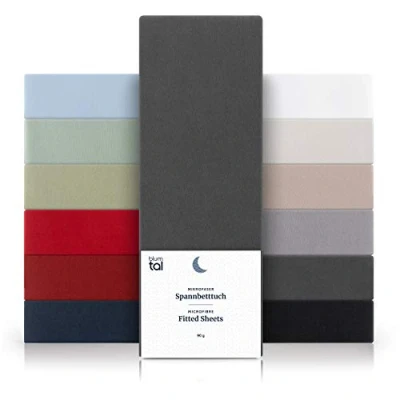 Bild av Blumtal® Påslakan 90x200cm 2 Pack Mikrofiber Lakan Set Oekotext Certifierat Antracit